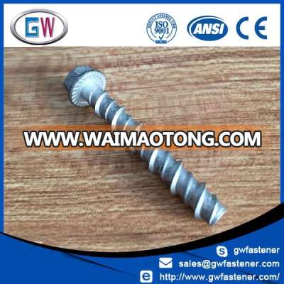 Galvanised Heavy Duty Hex Flange Head Concrete Masonry Screw Anchor , Concrete Screw Bolts