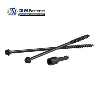 Black Hex Washer Head Log Hog Screw Landscape Wood Timber Fix Screw Railway Sleeper Screw