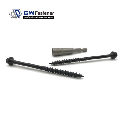 Black Brown 150mm 200mm 250mm Hex Flange Heavy Duty Wod Screw Log Screw Landscape Screws Structural Timber Screws